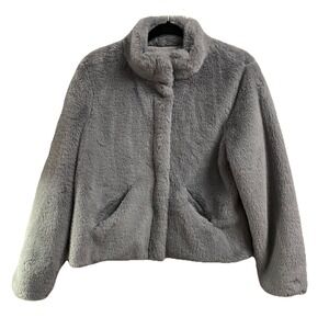 Maralyn&Me Women's Silver gray Reversible Faux-Fur Dress Coat,‎ US Sz.M NWT